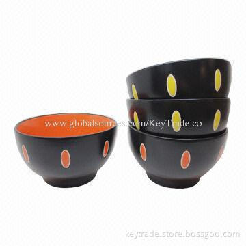Fine Stoneware Color Glazed Bowl, Multicolor